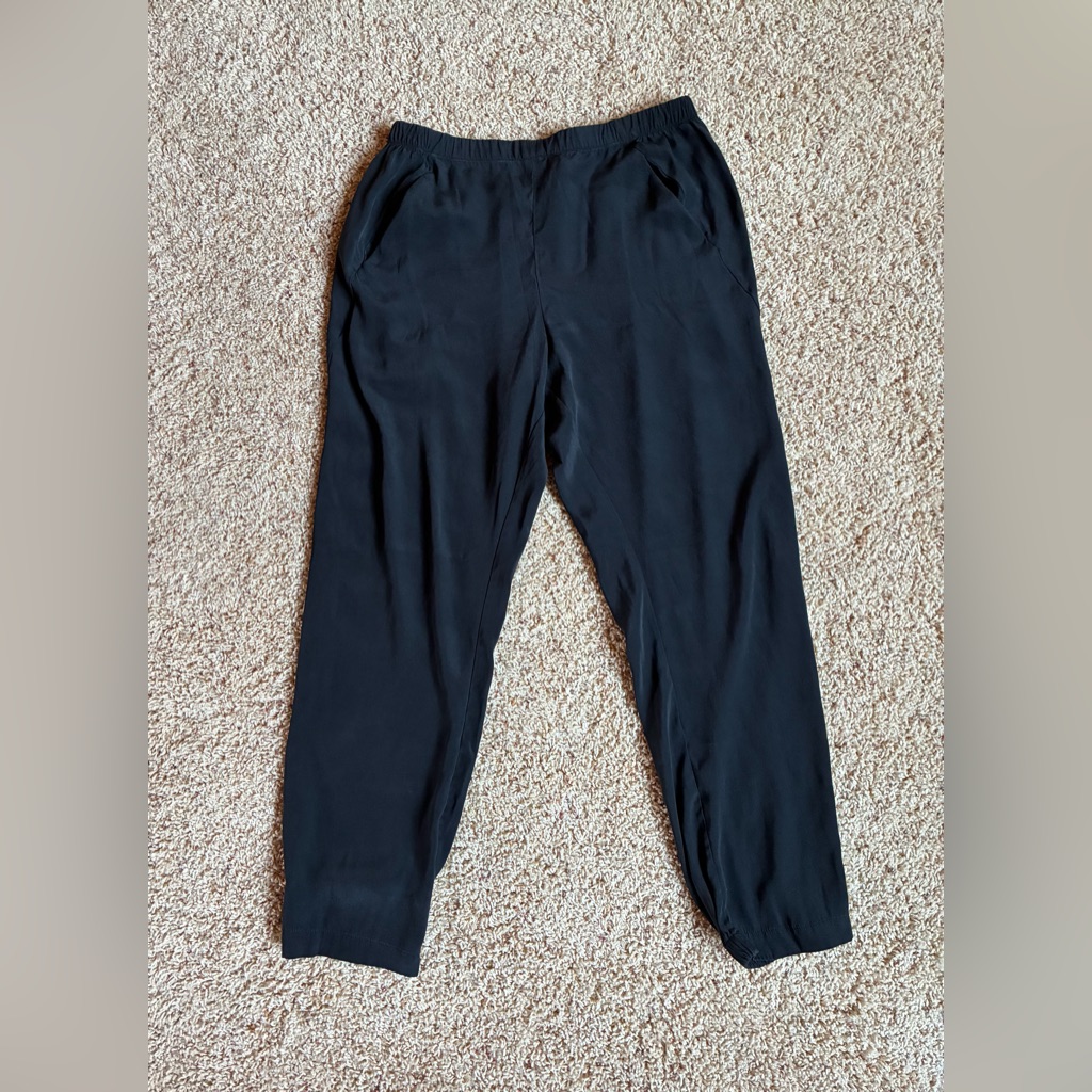 Zero + Maria Cornejo (Gabi Trouser?) Silk Black Pants Tapered Leg Trousers Sz 6